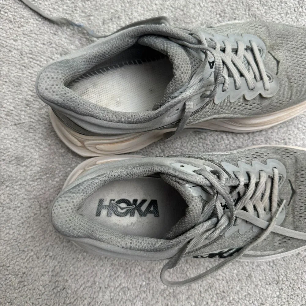 Hoka One One Bondi 9 Galactic Gray Running Shoes Sneakers 8.5D Max Cushioning
